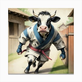 Karate Cow 2 Canvas Print