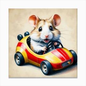 Hamster In A Car 3 Canvas Print