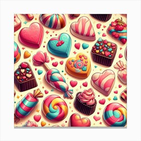 Valentine's Day, candy pattern 2 Canvas Print