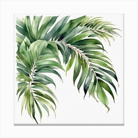 Green waves of palm leaf 4 Canvas Print