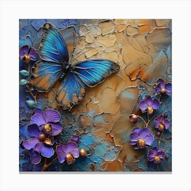 Blue Orchids And Butterflies 1 Canvas Print