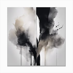 Abstract Minimalist Painting That Represents Duality, Mix Between Watercolor And Oil Paint, In Shade (29) Canvas Print