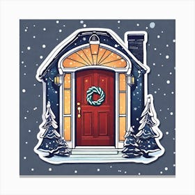 Christmas Decoration On Home Door Sticker 2d Cute Fantasy Dreamy Vector Illustration 2d Flat (1) Canvas Print