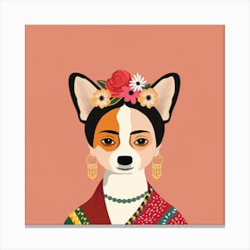 Frida Kahlo Corgi Canvas Print
