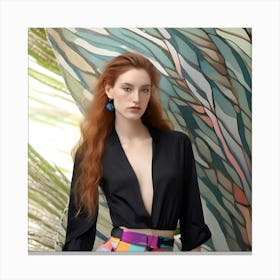 Woman In A Colorful Skirt Canvas Print