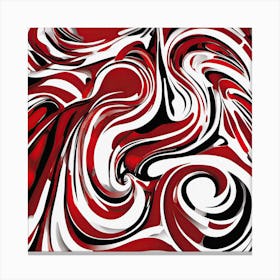 Abstract Red And White Swirls 1 Canvas Print