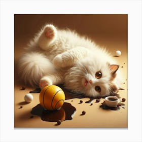 Cat Playing With A Ball Canvas Print