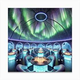 A Futuristic Sci Fi Restaurant Hosting Aurora Nig Canvas Print