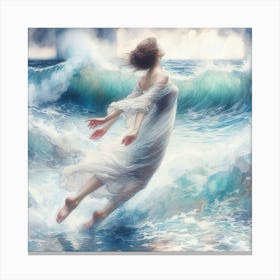 Girl In The Ocean Canvas Print