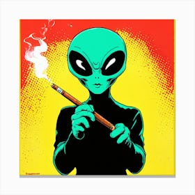 Alien Smoking A Cigarette Canvas Print