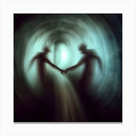 Two People Holding Hands In A Tunnel Canvas Print