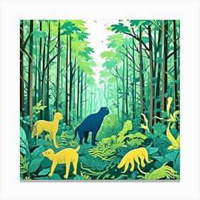 Jungle Friends Cubism Style Canvas Print