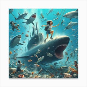 'Sea Monsters' 1 Canvas Print