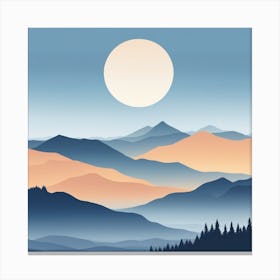 Misty mountains background in blue tone 6 Canvas Print