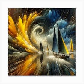 Sailboats In The Sea Canvas Print