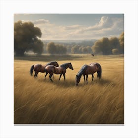 Horses In The Field 23 Canvas Print