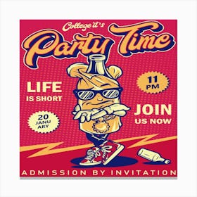 Party Time,vintage college poster Canvas Print