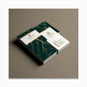 Gold And Green Business Card Canvas Print