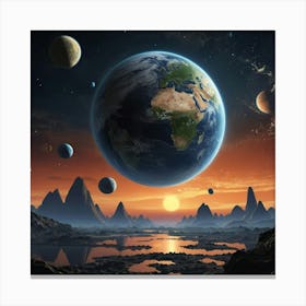 Earth In Space Canvas Print