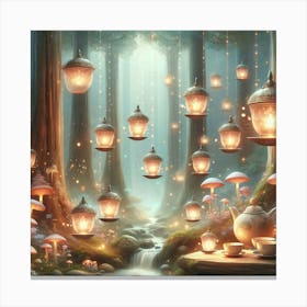 Fairy Lanterns In The Forest Canvas Print