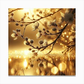 Golden Cherry Blossoms Canvas Print
