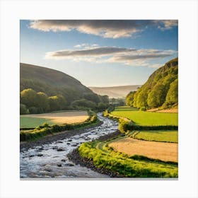 English Valley In The Morning With Runrise (7) Canvas Print