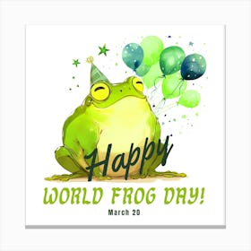 Happy Frog Birthday Canvas Print