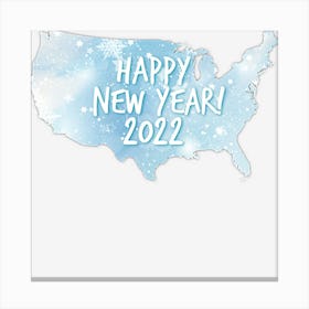 Usa Map, 2022 Happy New Year, Stars And Snowflakes, Blue, United State Canvas Print