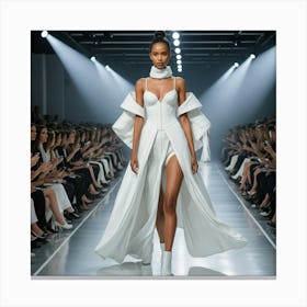 White Dress On Runway Canvas Print