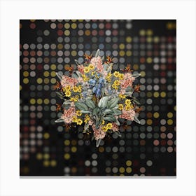 Vintage Daylily Flower Wreath on Dot Bokeh Pattern n.0090 Canvas Print