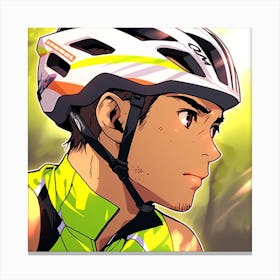 Cyclist Wearing A Helmet Canvas Print