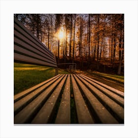 Sunset Park Bench Photo Canvas Print