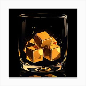 Gold Cubes In A Glass Canvas Print