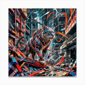 Tiger In The City Canvas Print