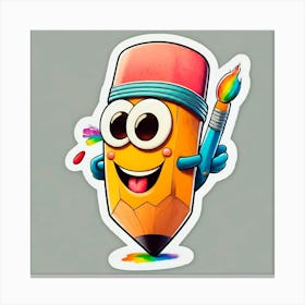 Cartoon Pencil Canvas Print