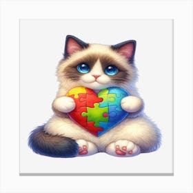 Autism Cat (Balinese) With Puzzle Piece Canvas Print