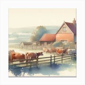 Cows On A Farm Canvas Print