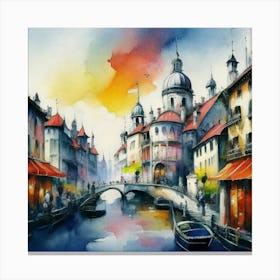 Watercolor Of A City 2 Canvas Print