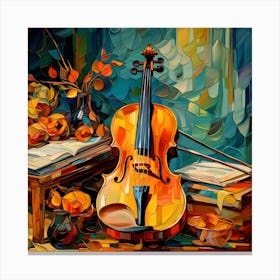 Violin And Music Canvas Print