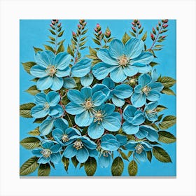 Boho Sky Blue Floral Art Print Canvas Print