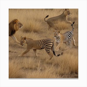 Lions And Tigers Canvas Print