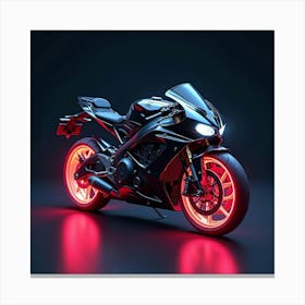 Super Bike With Glowing Neon Wheels And Aerodynamic Design 1 Canvas Print