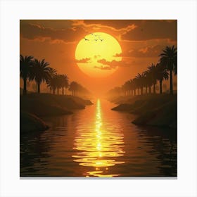 Ra, The Sun God, Illuminating The Nile River With Divine Light 1 Canvas Print