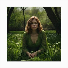 Portrait Perfect Green Spring Art 3 Canvas Print