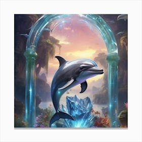 Dolphin In The Water Canvas Print