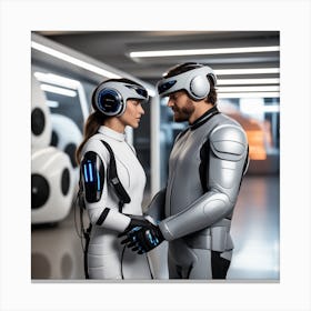 Futuristic Couple In Space 1 Canvas Print