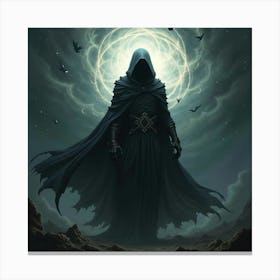 A Dark Mage Surrounded By Swirling Shadowy Energies 1 Canvas Print