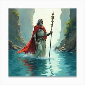 Watercolor Charon Guiding Souls In A Mystical River 1 Canvas Print