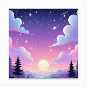 Sky With Twinkling Stars In Pastel Colors Square Composition 98 Canvas Print