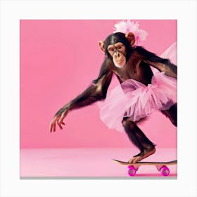 Chimpanzee Skateboarding Canvas Print
